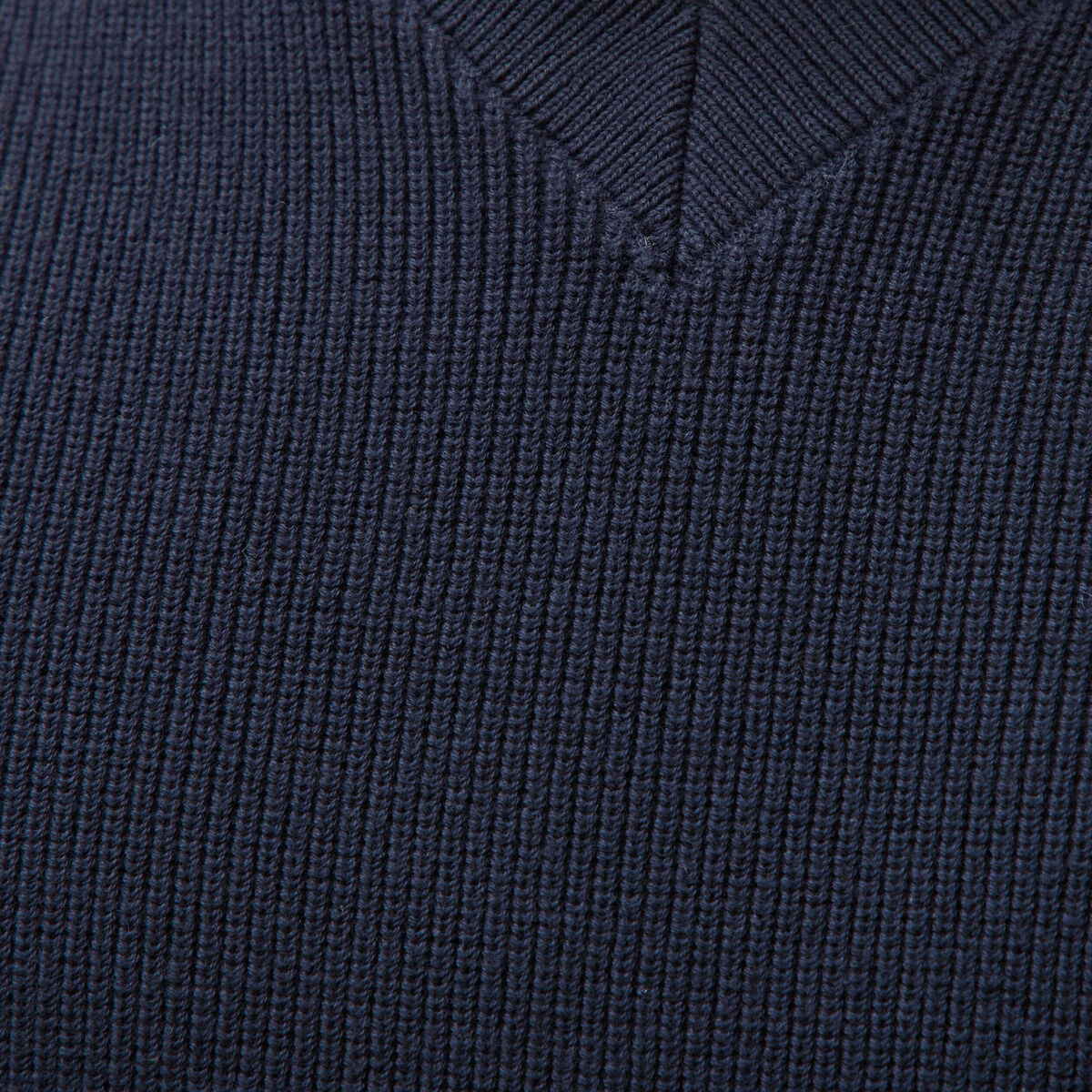 Pull col v manches longues bleu marine homme
