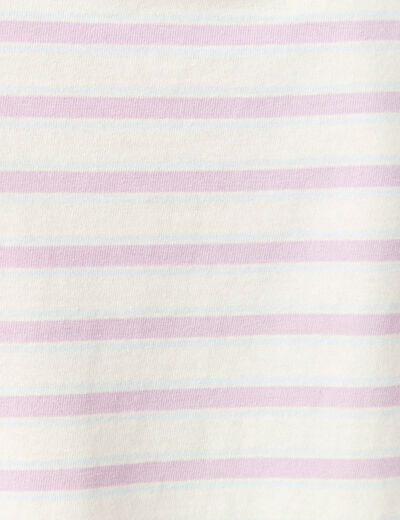 T-shirt ray&eacute; col rond manches courtes creme femme