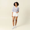Pull manches courtes col polo bleu electrique femme