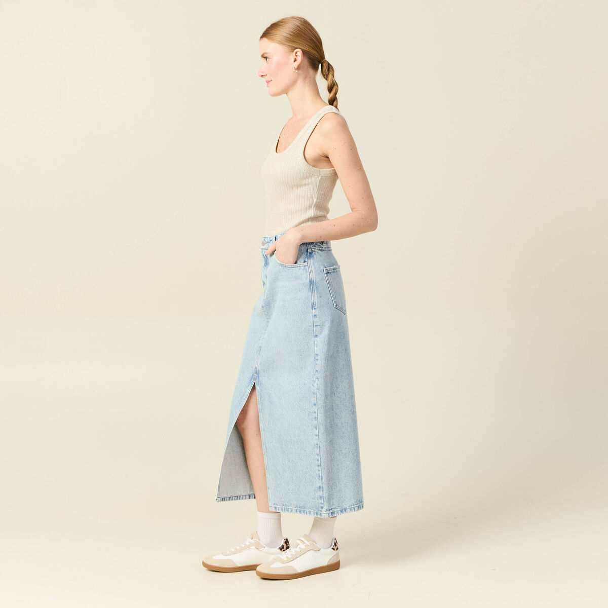 Débardeur sans manches beige femme