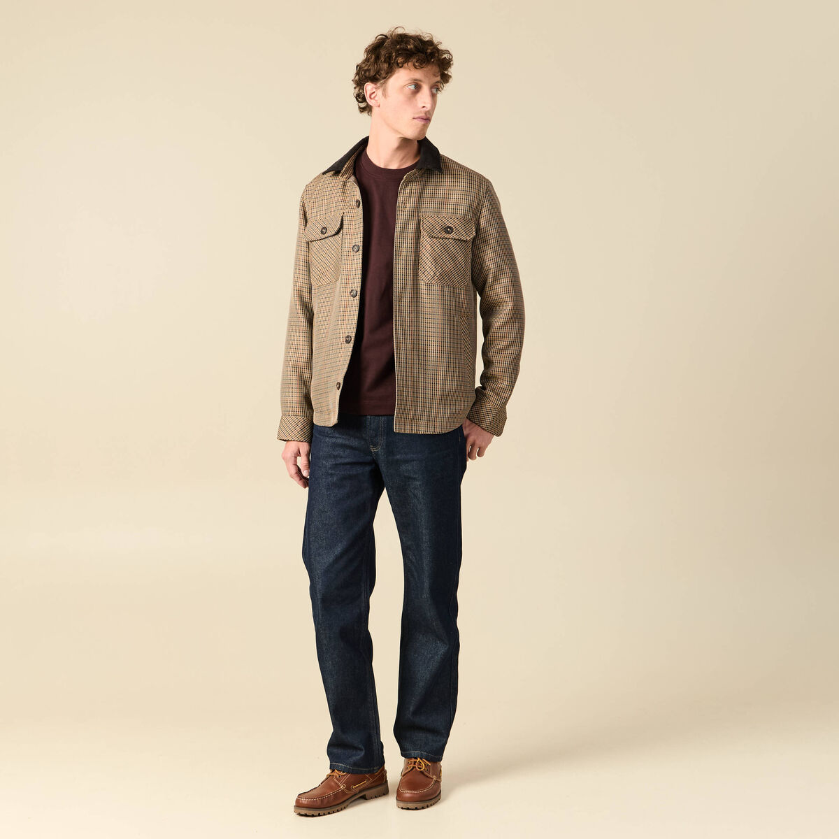 T-shirt en coton marron fonc&eacute; homme