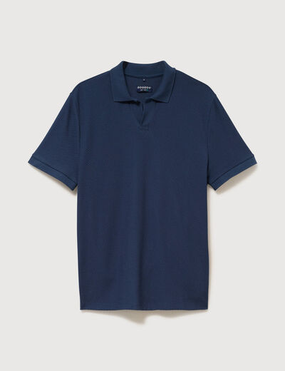 Polo manches coude bleu fonc&eacute; homme