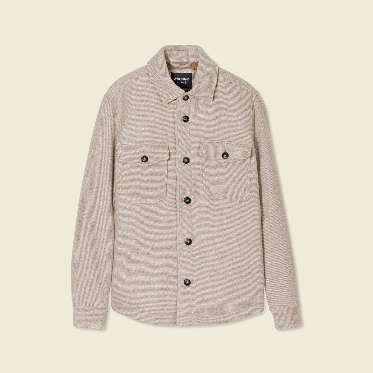 Surchemise boutonn&eacute;e beige homme