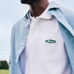 Polo cintr&eacute; en coton manches courtes blanc homme