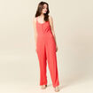 Combinaison pantalon bretelles rouge corail femme