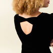 Robe manches longues en velours noir femme