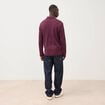 Polo droit manches longues en coton prune homme