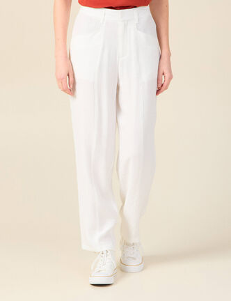 Pantalon cargo fluide ecru femme