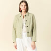 Blouson boutonné vert kaki femme
