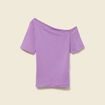 T-shirt asym&eacute;trique manches courtes violet femme