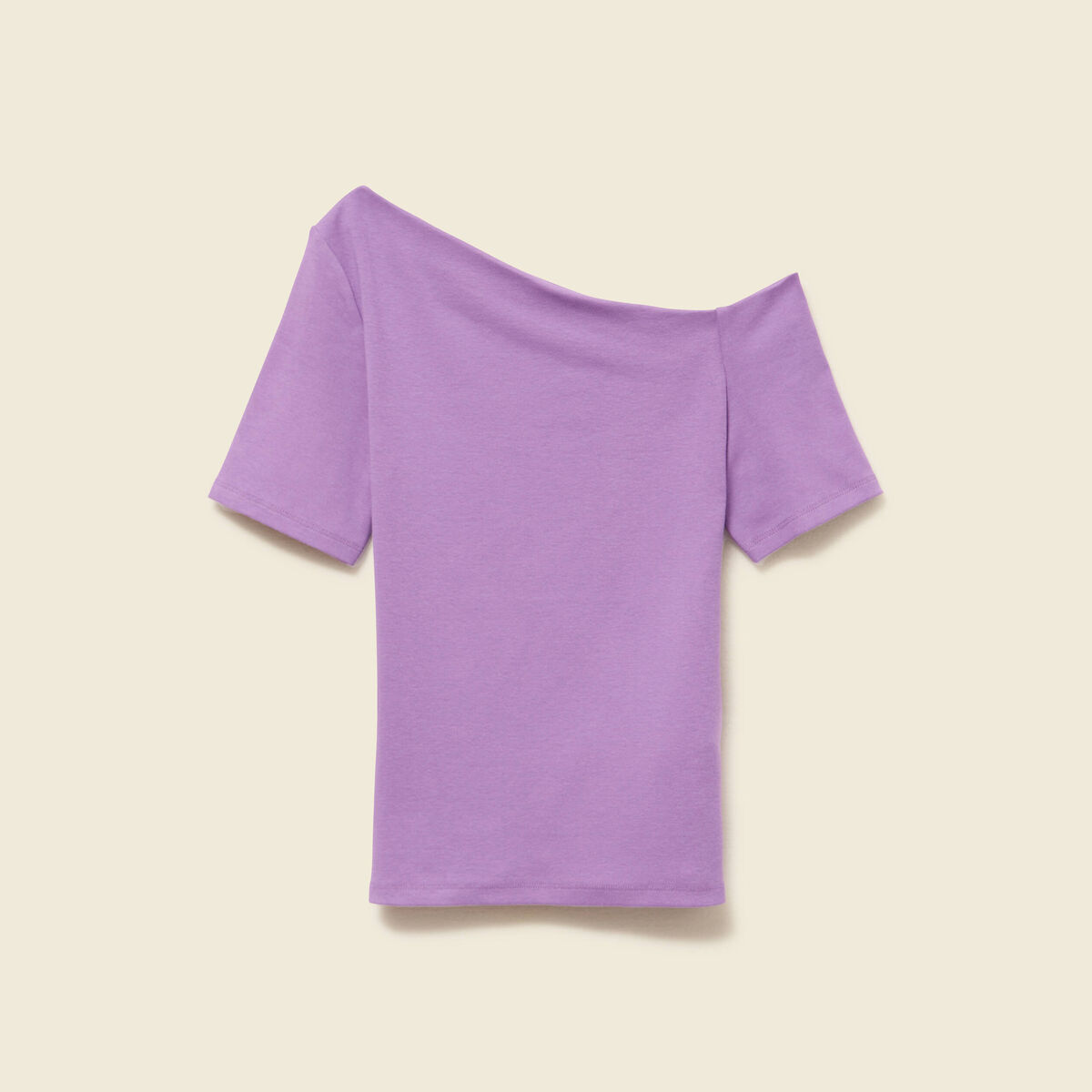 T-shirt asym&eacute;trique manches courtes violet femme