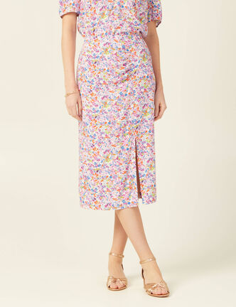 Jupe midi fourreau rose femme