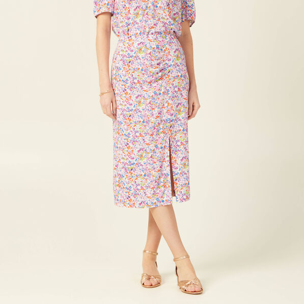 Jupe midi fourreau rose femme