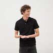 Polo cintr&eacute; en coton manches courtes noir homme