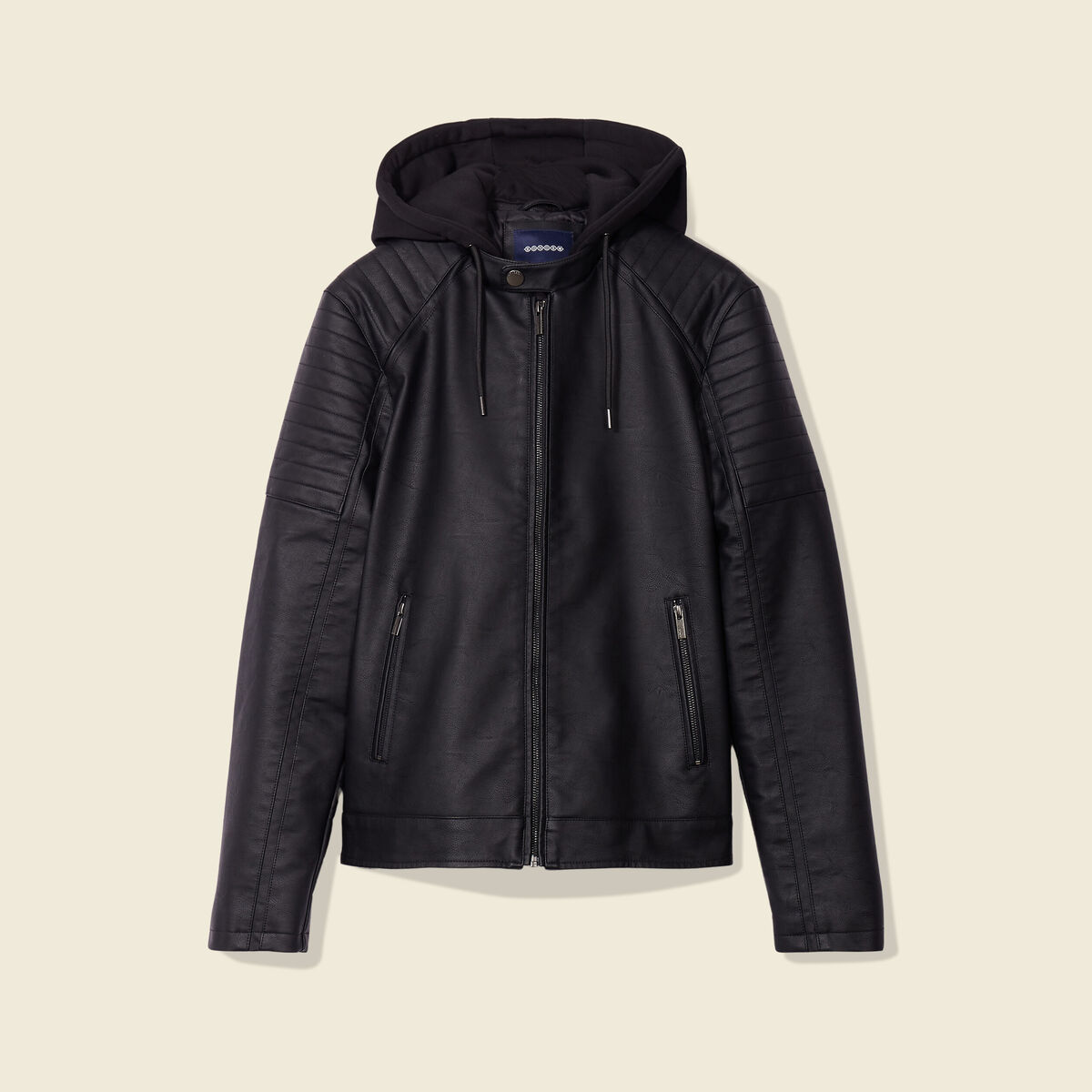Veste droite avec capuche noir homme