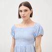 Robe col carr&eacute; manches courtes coton blanc femme