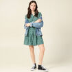 Robe courte &eacute;vas&eacute;e manches longues vert femme