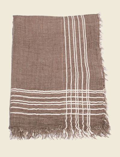 Foulard à franges vert kaki homme
