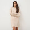 Robe droite courte manches longues creme femme