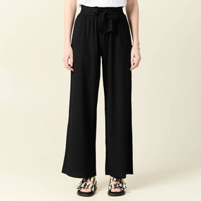 Pantalon large fluide noeud noir femme