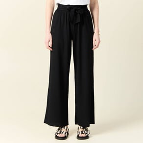 pantalon large fluide noeud noir femme Pantalon large fluide noeud noir femme