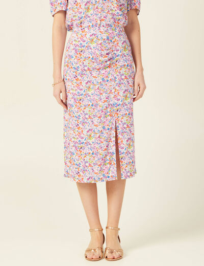 Jupe midi fourreau rose femme
