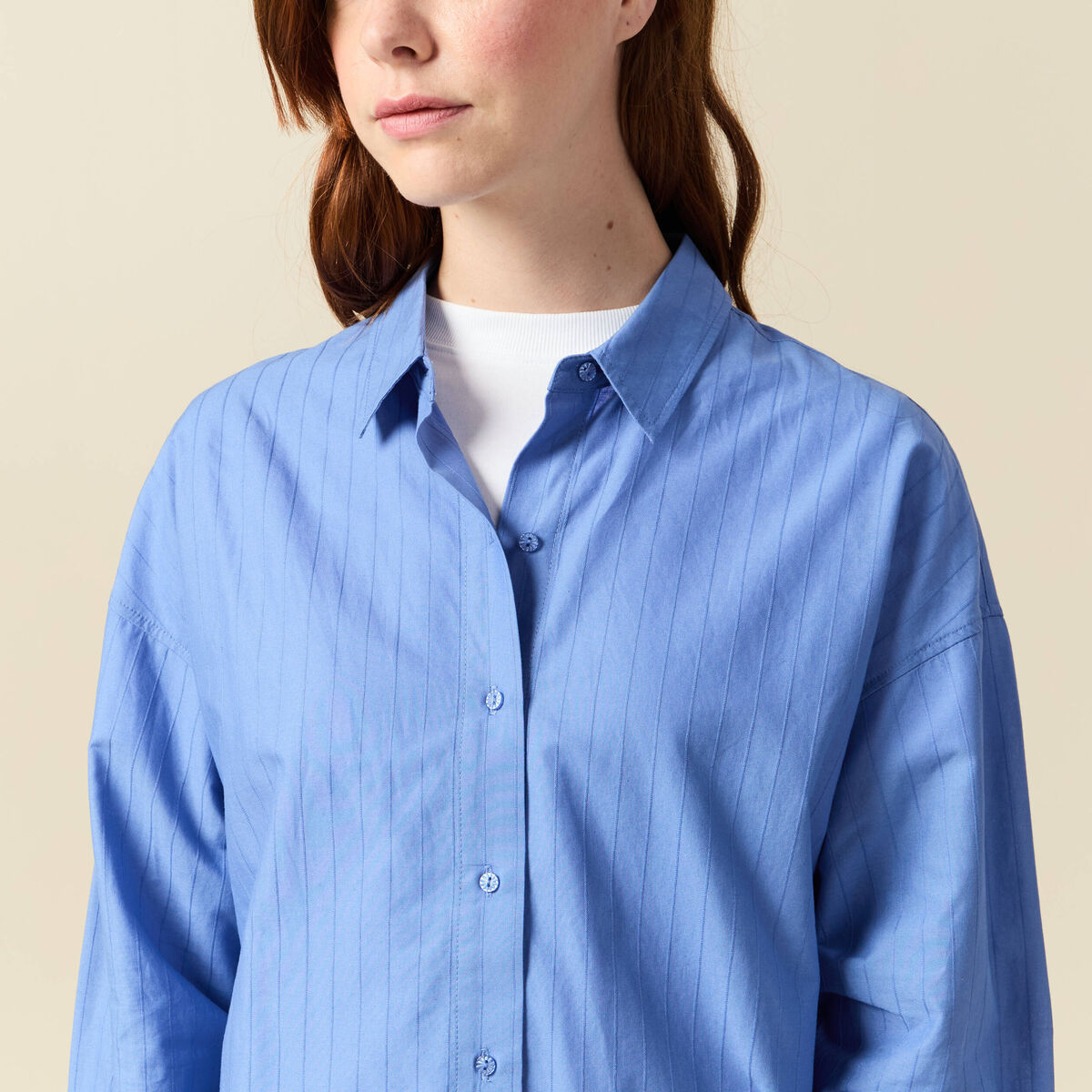 Chemise oversize en coton bleu ciel femme