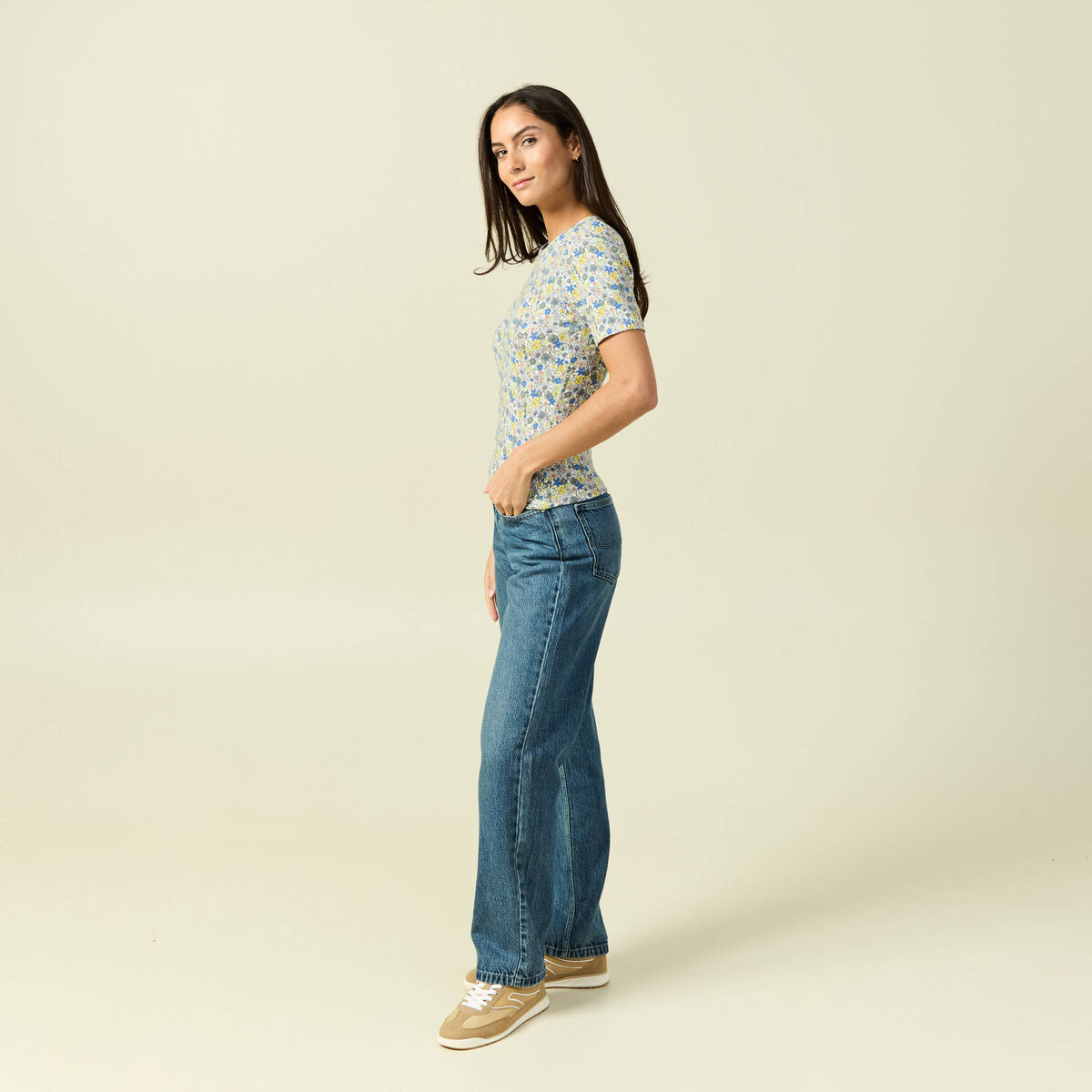 T-shirt manches courtes bleu femme