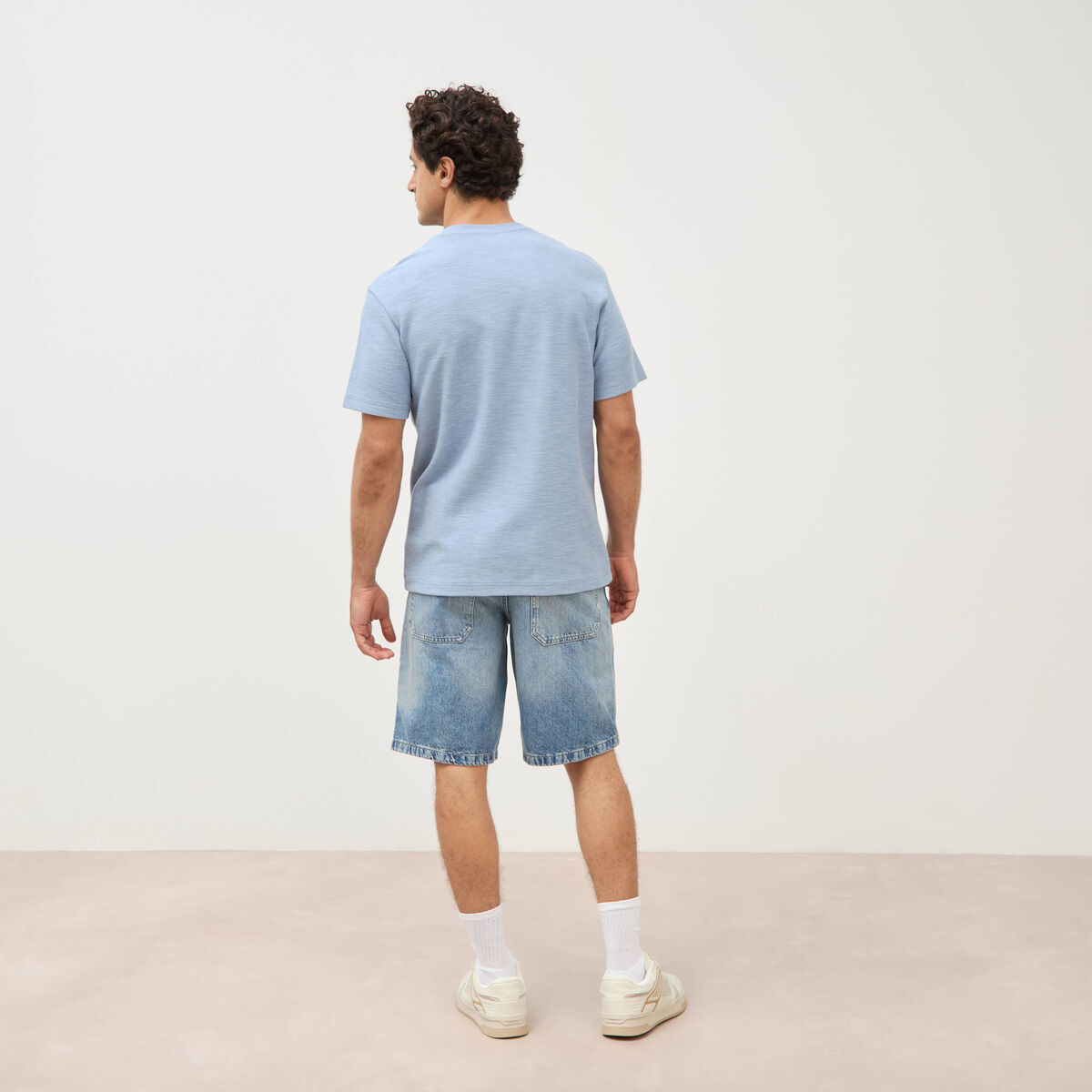 T-shirt manches courtes bleu gris homme