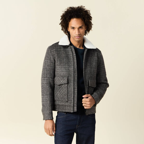 Blouson zippé col aviateur gris foncé homme