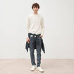 Pull col rond ecru homme