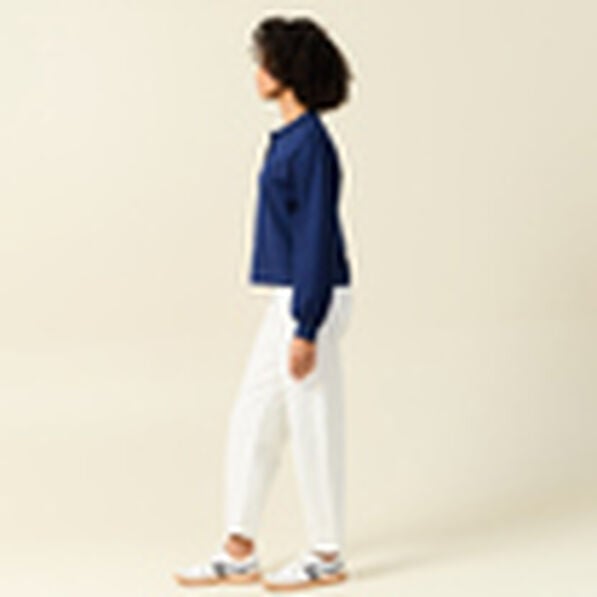sweat manches longues col polo bleu fonce femme Sweat manches longues col polo bleu foncé femme