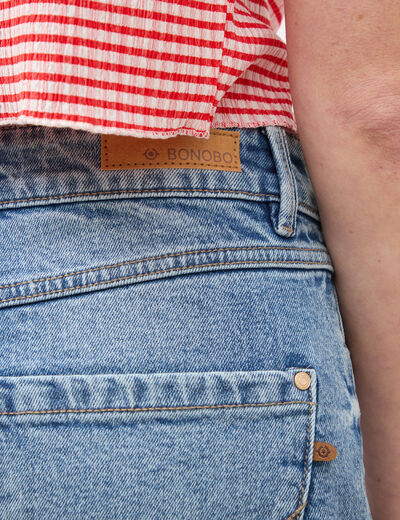 Short mom taille haute en jean denim used femme
