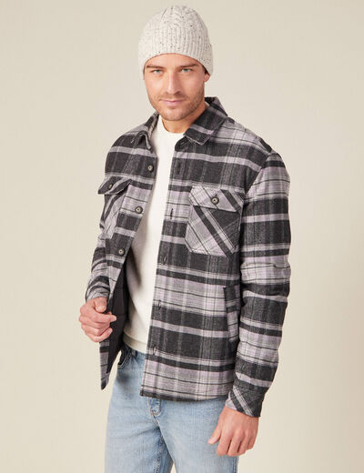 Surchemise &agrave; carreaux col classique parme homme