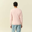 Pull fin col rond manches longues rose poudr&eacute;e homme