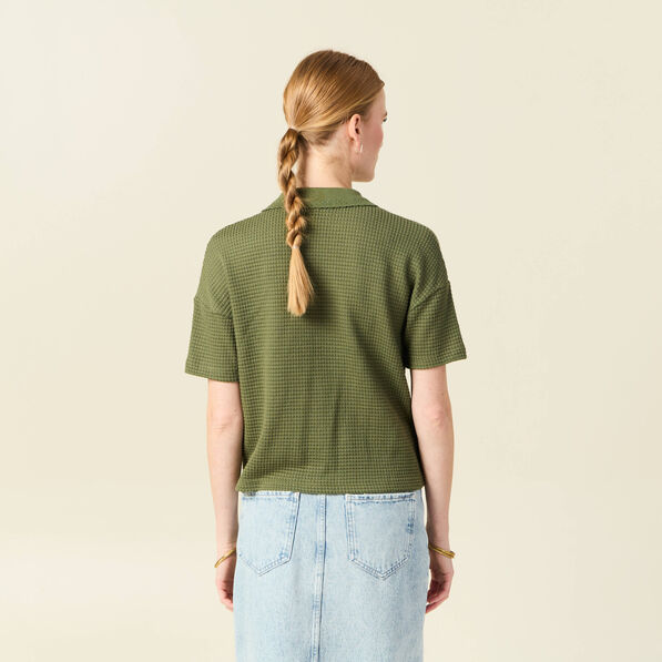Polo en maille vert kaki femme