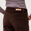 Pantalon taille haute velours resserr&eacute; marron femme