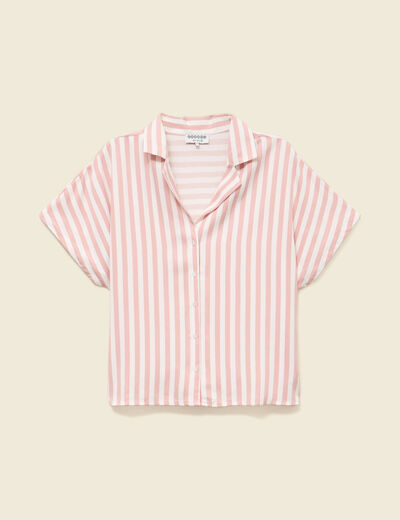 Chemise manches courtes fluide rose clair femme