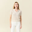 Pull manches courtes creme femme