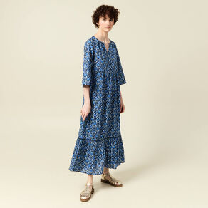 Robe longue droite bleu femme