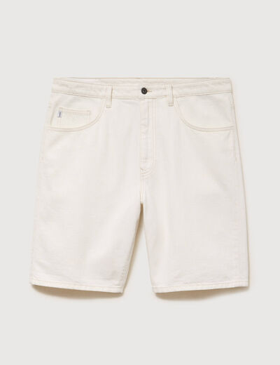 Bermuda regular en jeans denim blanc homme