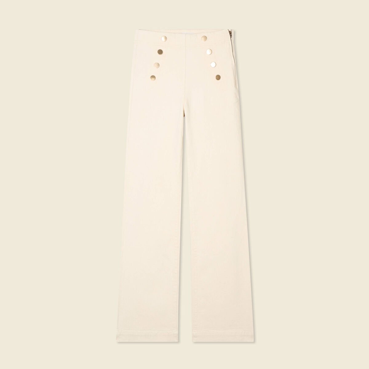 Jeans flare à pont denim blanc femme