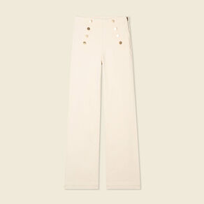 Jeans flare à pont denim blanc femme