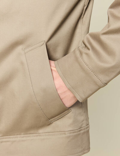 Blouson manches longues doubl&eacute; taupe homme