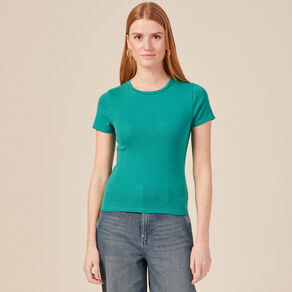 T-shirt manches courtes vert turquoise femme