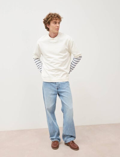 Jeans loose longueur 34 en coton denim snow bleach homme