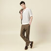 Polo ample en coton manches courtes ecru homme