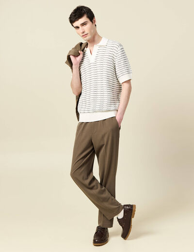 Polo ample en coton manches courtes ecru homme