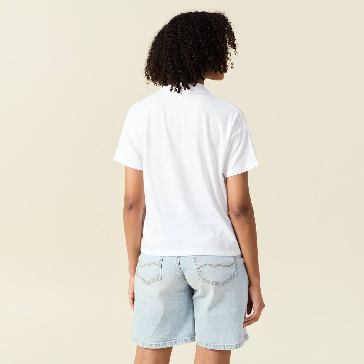 T-shirt manches courtes brodé blanc femme