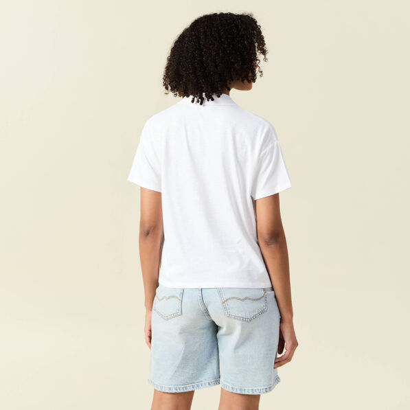 T-shirt manches courtes brodé blanc femme
